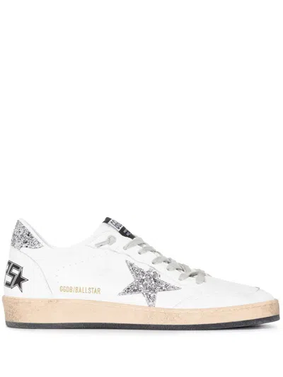Golden Goose Ball Star Leather Sneakers In Silver