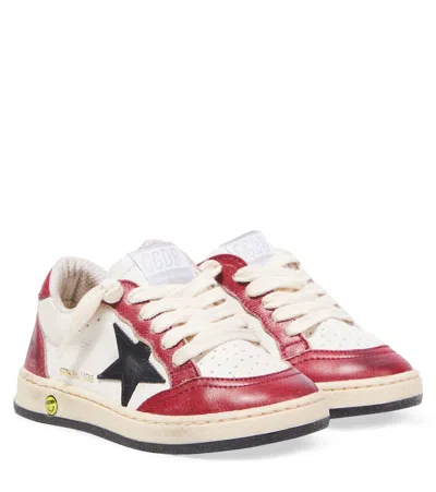 Golden Goose Kids' Ball Star Leather Sneakers In White