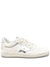 Golden Goose Ball Star Sneakers In Vintage Effect Leather With Silver Star And Heel Tab In White