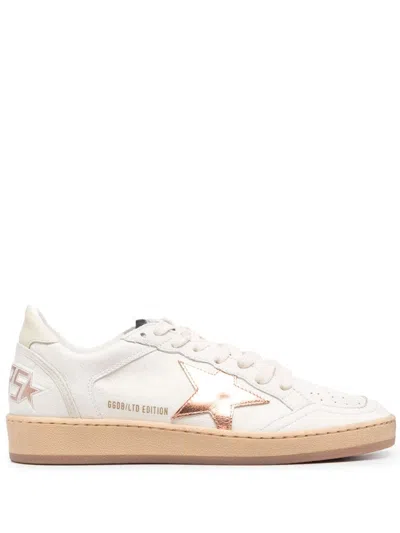 Golden Goose Ball Star Leather Sneakers In White