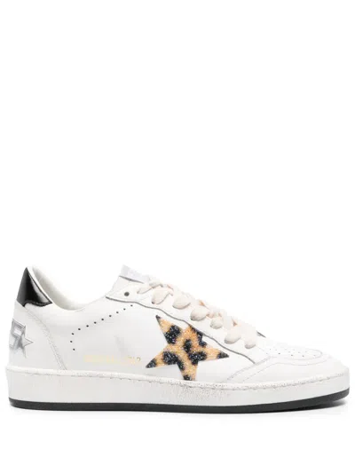 Golden Goose Ball Star Leather Sneakers In White