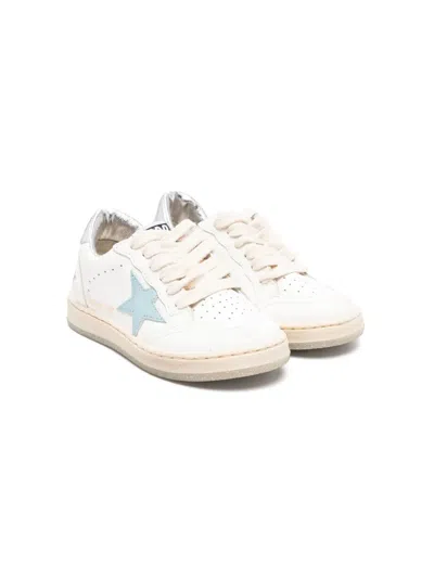 Golden Goose Kids' Ball Star Leather Sneakers In White