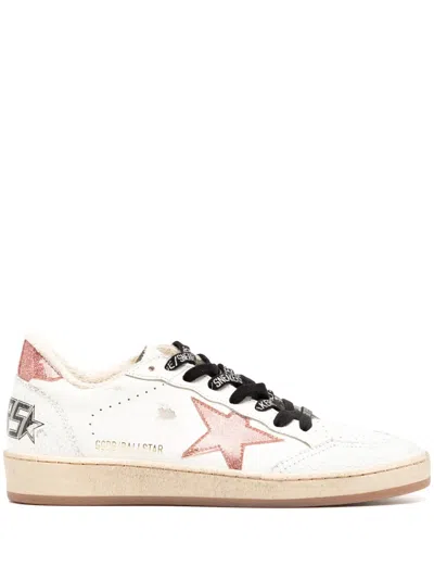 Golden Goose Ball Star Leather Sneakers In White