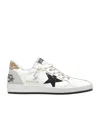 Golden Goose Ballstar Leather Upper And Toe Glitter Star And Heel Suede Spur Shoes In White