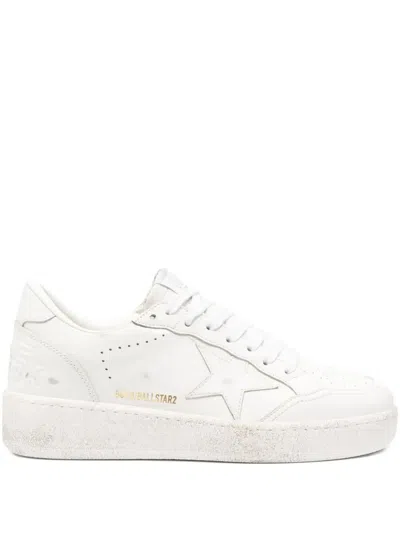 Golden Goose Ball Star Leather Sneakers In White