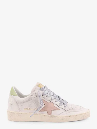 Golden Goose Ball Star Leather Sneakers With Iconic Contrasting Star In Neutral