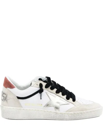 Golden Goose Ball Star Leather Sneakers With Metallic Leather Star And Suede Heel Tab In Multi