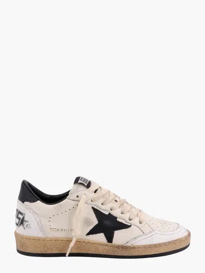 Golden Goose Ball Star Leather Sneakers With Used Effect In Neutral