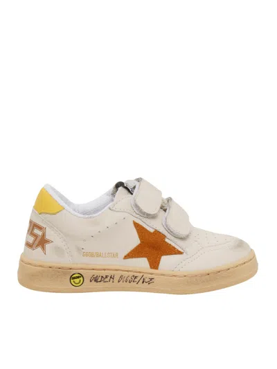 Golden Goose Ball Star Leather Upper Toe Heel And Spur Suede Star Sign In White