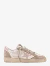 Golden Goose 'ballstar' White Low Top Sneakers With Glittered Star Patch On The Side And Glittered Heel With Logo In Multi