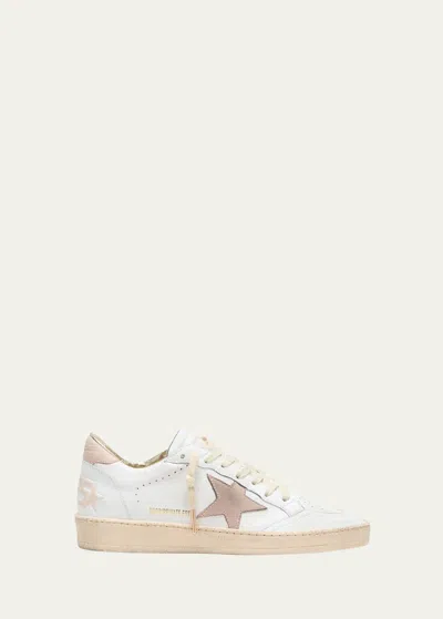 Golden Goose Ball Star Low-top Leather Sneakers In White Pink