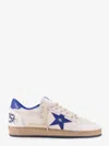 Golden Goose Ball Star Sneakers In White Nappa Leather With Light Blue Laminated Leather Star And Heel Tab