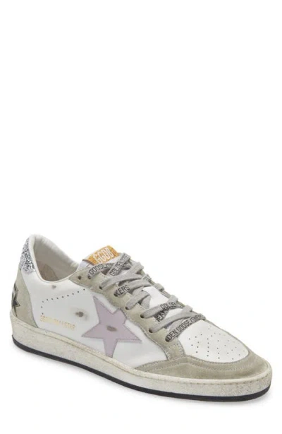 Golden Goose Ball Star Low Top Sneaker In White/lilac/green