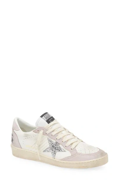 Golden Goose Ball Star Sneaker In White/pink/silver