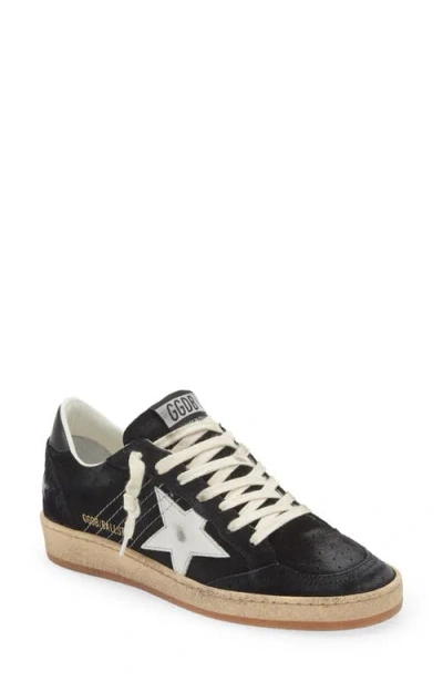 Golden Goose Ball Star Low Top Suede Trainer In Black/white