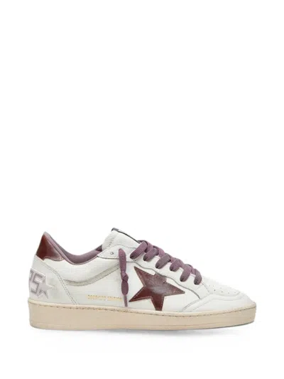 Golden Goose Ball Star Ltd In White Leather With Burgundy Leather Star Sneakers