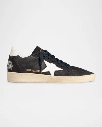 Golden Goose Ball Star Mixed Leather Low-top Sneakers In Black