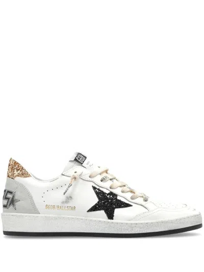 Golden Goose Ball Star Nappa Leather Sneakers With Glittered Star And Heel Tab Shoes In Multi