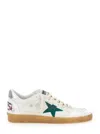 GOLDEN GOOSE 'BALL STAR' WHITE LOW TOP SNEAKERS WITH STAR AND USED EFFECT IN LEATHER AND SUEDE MAN