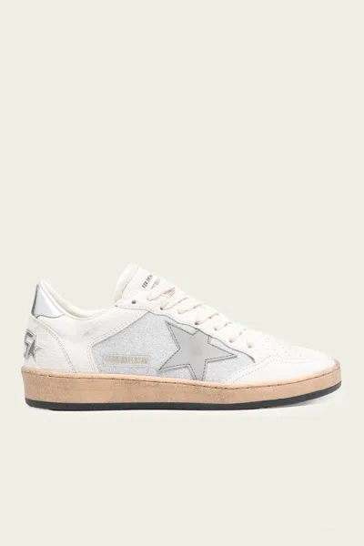 Golden Goose Ball-star Natural White Glitter Leather Sneaker