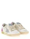 Golden Goose White Leather Ball Star Sneakers With Silver/pink Glitter In Multi