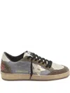 Golden Goose Ball Star Nubuck Sneakers With Green Suede Inserts And Laminated Leather Star Shoes In Blue