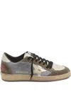 Golden Goose Ball Star Nubuck Sneakers With Green Suede Inserts And Laminated Leather Star Shoes In Blue