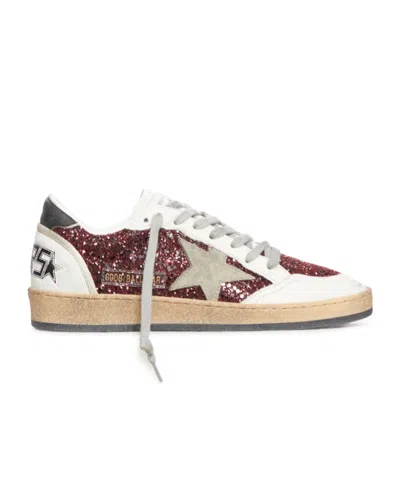Golden Goose Ball-star Leather-trimmed Glitter Sneakers In Red