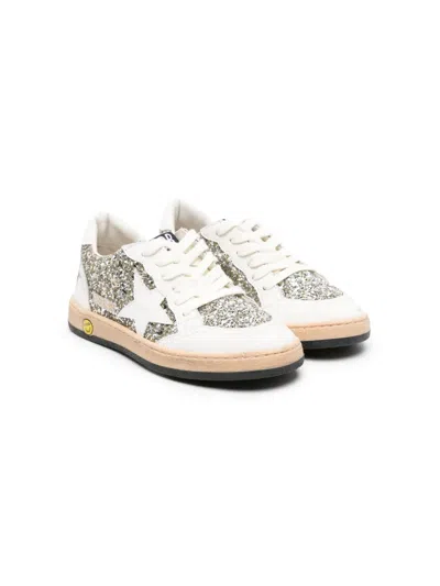 Golden Goose Kids' Super-star Glitter-detail Low-top Sneakers In Silver
