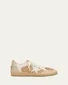 Golden Goose Ball Star Raffia Net Leather Low-top Sneakers In Multi