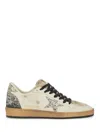 Golden Goose Ballstar White Low Top Sneakers With Glittered Star Patch On The Side And Glittered Heel With Logo L In Multi