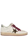 Golden Goose Ballstar White Low Top Sneakers With Glittered Star Patch On The Side And Glittered Heel With Logo L In White