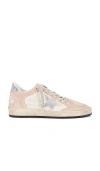 Golden Goose Ball Star Sneaker In Nougat  White  & Silver