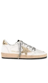 Golden Goose Ball Star Sneakers With Gold Star And Heel Tab In White