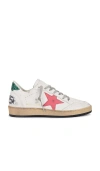 Golden Goose White Sneakers With Premium Leather And Unique Star Detail In White  Mineral Red  & Green