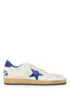 Golden Goose Ball Star Sneakers In White Nappa Leather With Light Blue Laminated Leather Star And Heel Tab