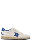 Golden Goose Ball Star Sneakers In White Nappa Leather With Light Blue Laminated Leather Star And Heel Tab