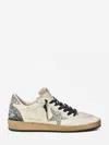 Golden Goose Ball Star Sneakers In Vintage Effect Leather And Suede With Glittered Star And Heel Tab In White