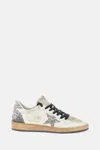 Golden Goose Ball Star Sneakers In Vintage Effect Leather And Suede With Glittered Star And Heel Tab In White