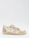 Golden Goose 'ballstar' White Low Top Sneakers With Glittered Star Patch On The Side And Glittered Heel With Logo In Multi