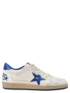 Golden Goose Ball Star Sneakers In White Nappa Leather With Light Blue Laminated Leather Star And Heel Tab