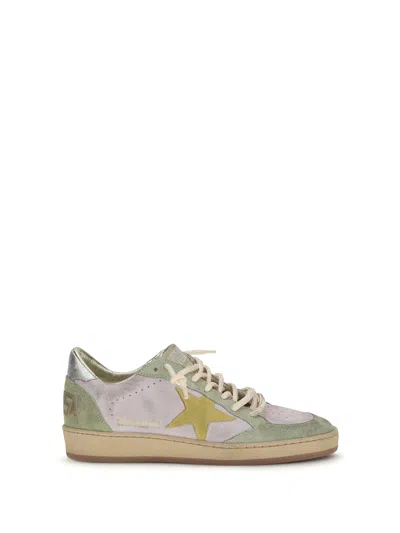 Golden Goose Ball Star Sneakers In Suede And Laminated Leather Heel In Multi