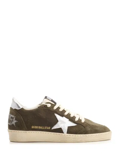 Golden Goose Ball Star Trainers In Olive Green Suede In Dark Green