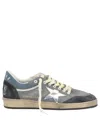 Golden Goose Ballstar Double Upper Without Heel Leather And Suede Upper Suede Toe And Spur Laminated In Grey