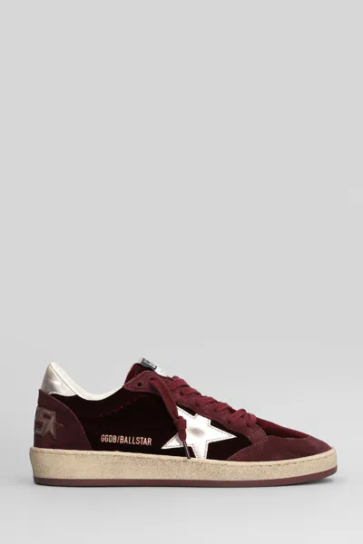 Golden Goose Ball Star Sneakers In Bordeaux Velvet In Burgundy