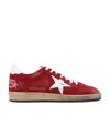 Golden Goose Ball Star Sneakers In Dark Red Suede With White Leather Star And Heel Tab In Red