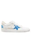 Golden Goose Deluxe Brand Low-top White Leather Sneakers With Blue Star Accent In White/bluette