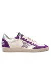 Golden Goose Ballstar Suede & Leather Sneaker In White/purple