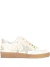 Golden Goose Ball Star Sneakers In Leather With Laminated Star And Suede Heel Tab Shoes In White