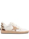 Golden Goose Ball Star Sneakers In Leather With Suede Star And Horsy Cow Printed Heel Tab Shoes In White